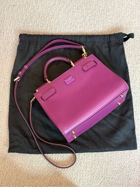 Luxury Purple Leather Top-Handle Crossbody Bag